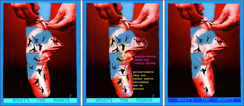 Revision Sequence Panel: a) student project, b) faculty feedback, and c) revised project