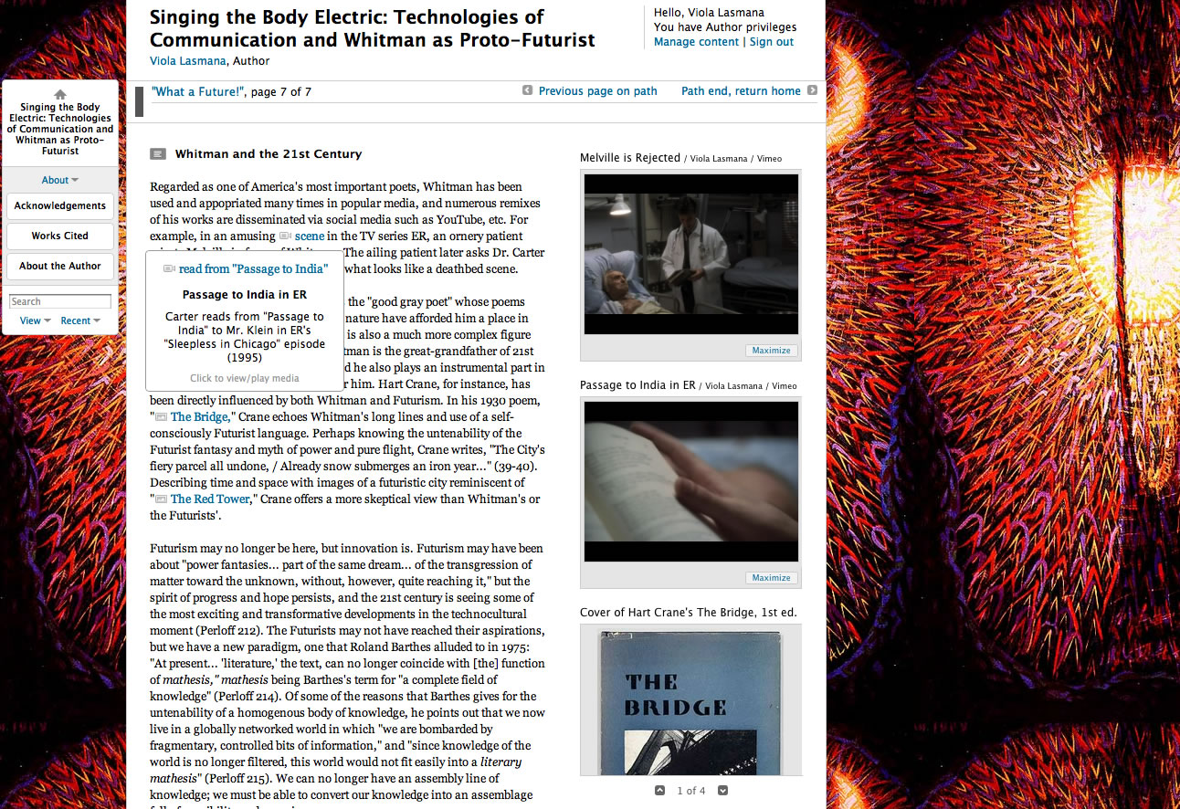 Screen Shot of a Scalar Book made by Viola Lasmana