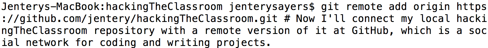 Screen shot of the command line: the repository is circulated online
